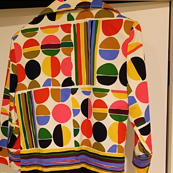 Colorful Geometric Pattern Blazer - Multicolor Pit-Pit 19",Shldr-Hem 21" - Picture 3 of 3